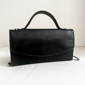 Vintage Derek Alexander Black Leather Wallet on a Strap Crossbody Bag